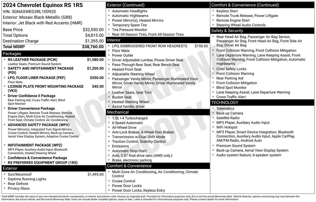 Used 2024 Chevrolet Equinox RS w/ RS Leather Package AWD/4WD image 5