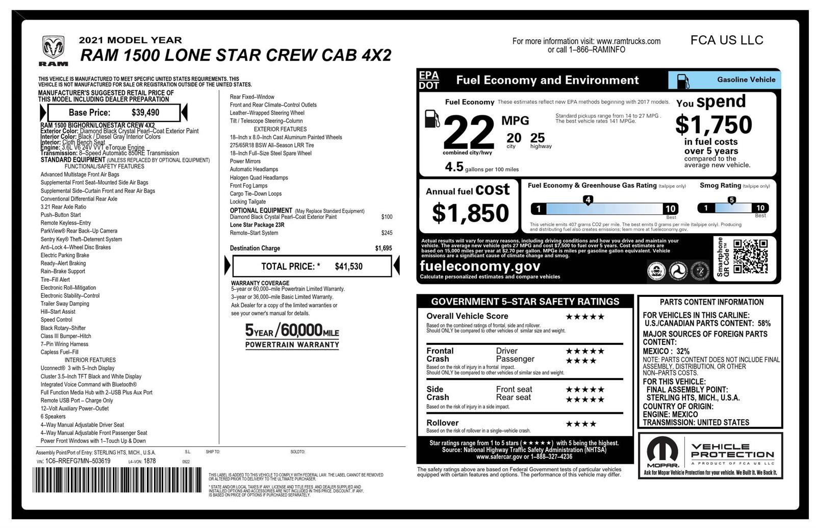 Used 2021 RAM 1500 Lone Star RWD image 22
