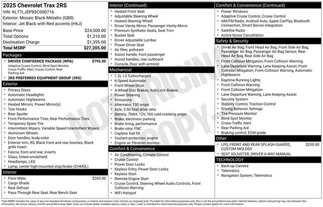 Used 2025 Chevrolet Trax RS w/ Driver Confidence Package FWD image 32