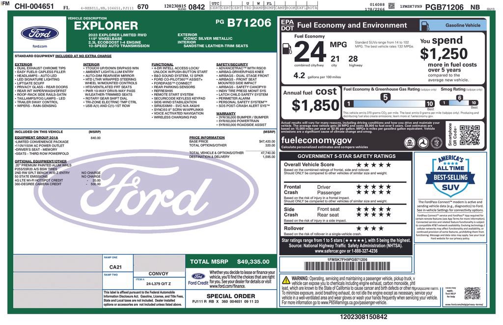 Used 2023 Ford Explorer Limited w/ Equipment Group 301A RWD image 5
