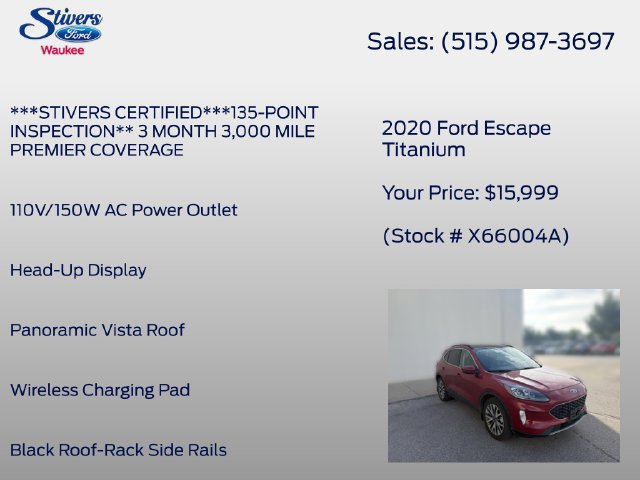 Used 2020 Ford Escape Titanium w/ Titanium Premium Package 2.0 AWD/4WD image 16