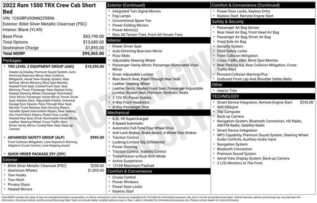 Used 2022 RAM 1500 TRX w/ TRX Level 2 Equipment Group AWD/4WD image 19