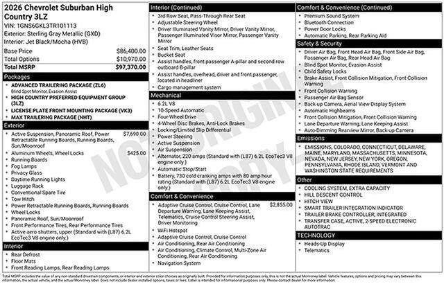 New 2026 Chevrolet Suburban High Country image 7