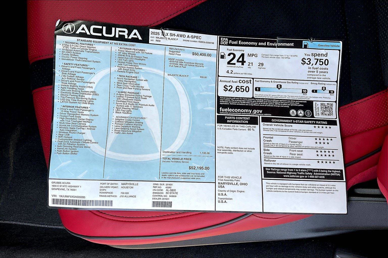 New 2025 Acura TLX SH-AWD w/ A-SPEC Pkg image 24