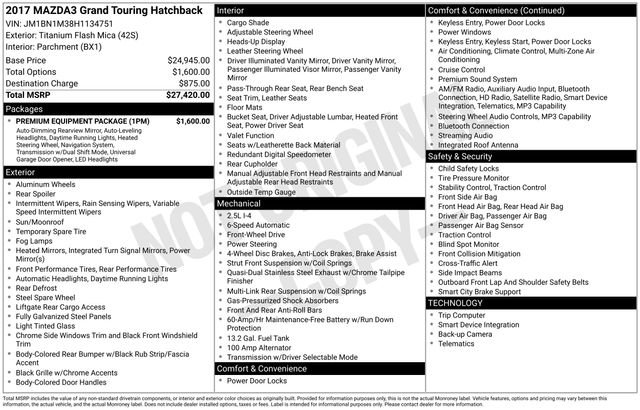 Used 2017 MAZDA MAZDA3 Grand Touring w/ Premium Equipment Package FWD image 34