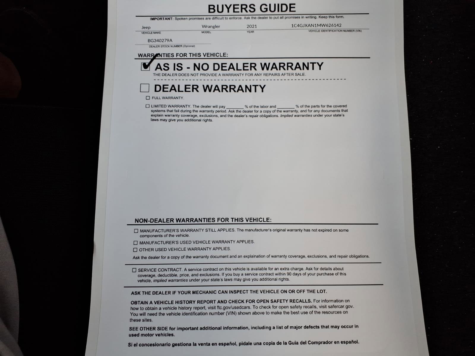 Used 2021 Jeep Wrangler Sport AWD/4WD image 35
