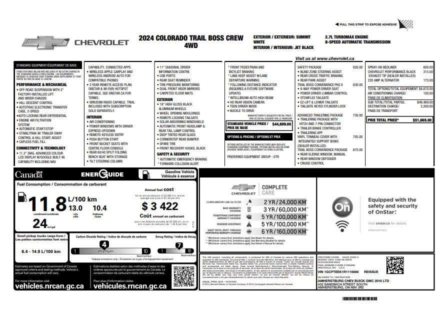 Certified 2024 Chevrolet Colorado Trail Boss w/ Safety Package AWD/4WD image 35