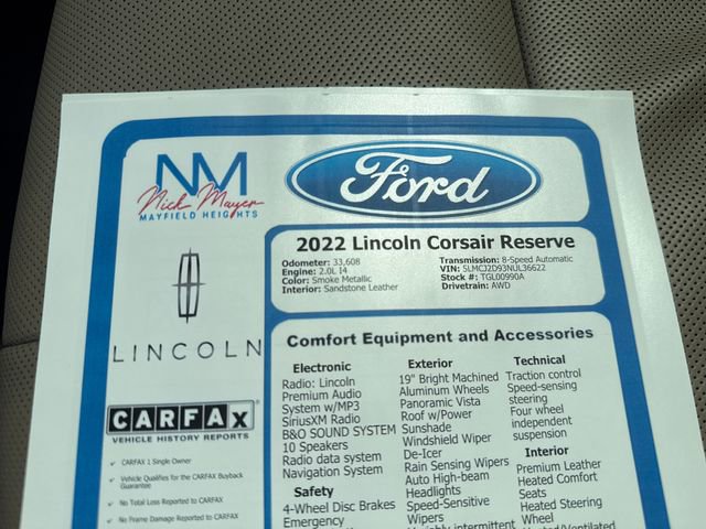 Used 2022 Lincoln Corsair Reserve w/ Elements Package AWD/4WD image 41