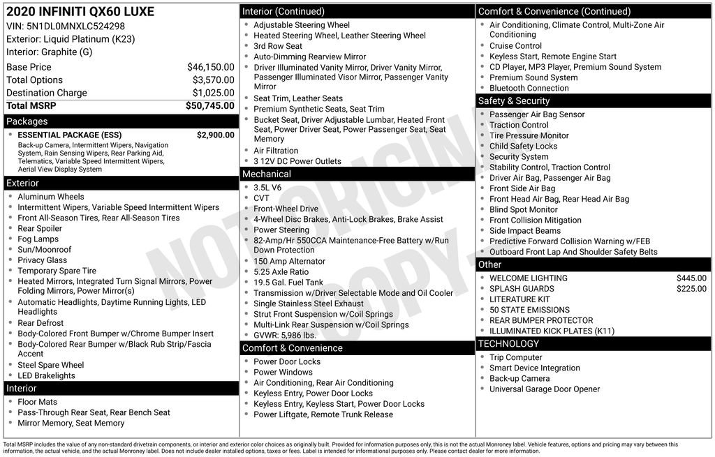 Used 2020 INFINITI QX60 Luxe w/ Essential Package image 10