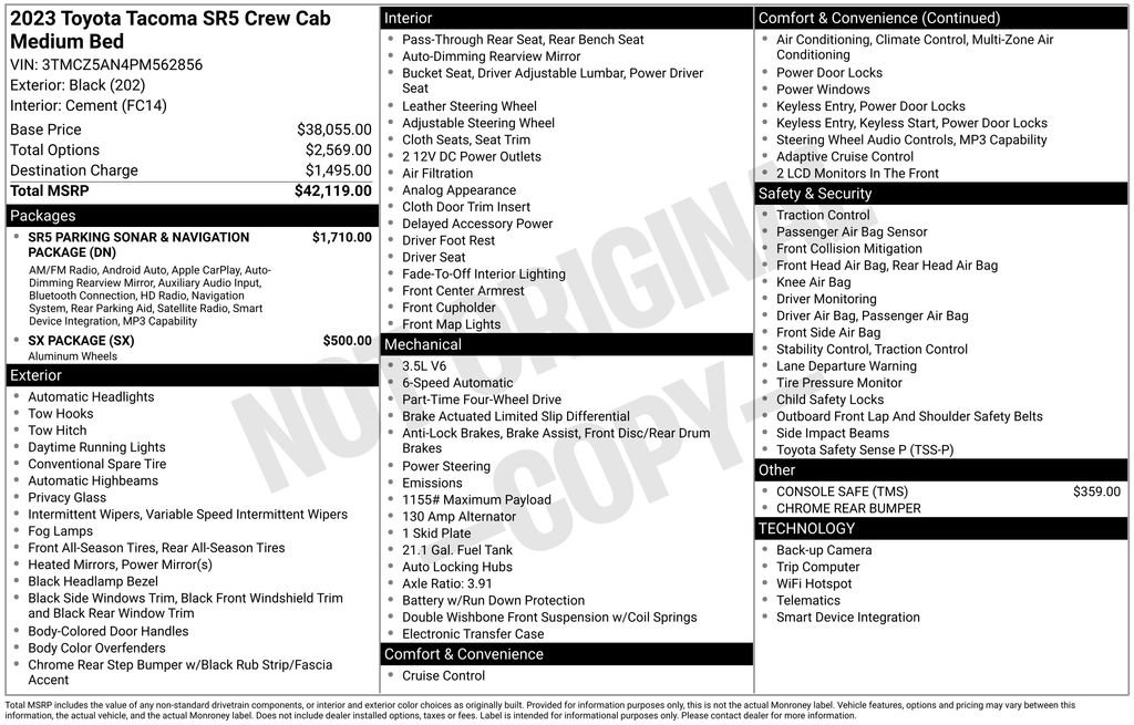 Used 2023 Toyota Tacoma SR5 AWD/4WD image 2