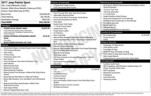 Used 2017 Jeep Patriot Sport w/ Power Value Group FWD image 19