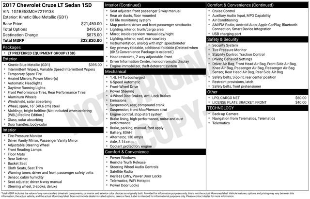 Certified 2017 Chevrolet Cruze LT FWD image 25