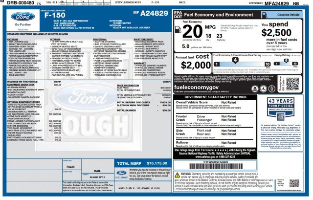 Used 2021 Ford F150 Platinum w/ Equipment Group 701A High AWD/4WD image 3