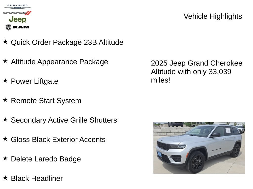 Used 2025 Jeep Grand Cherokee Altitude AWD/4WD image 2