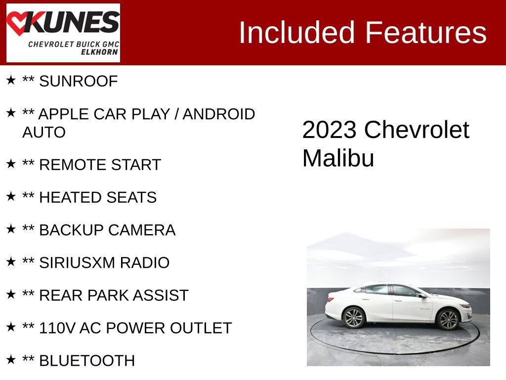 Used 2023 Chevrolet Malibu LT w/ Driver Confidence Package image 2