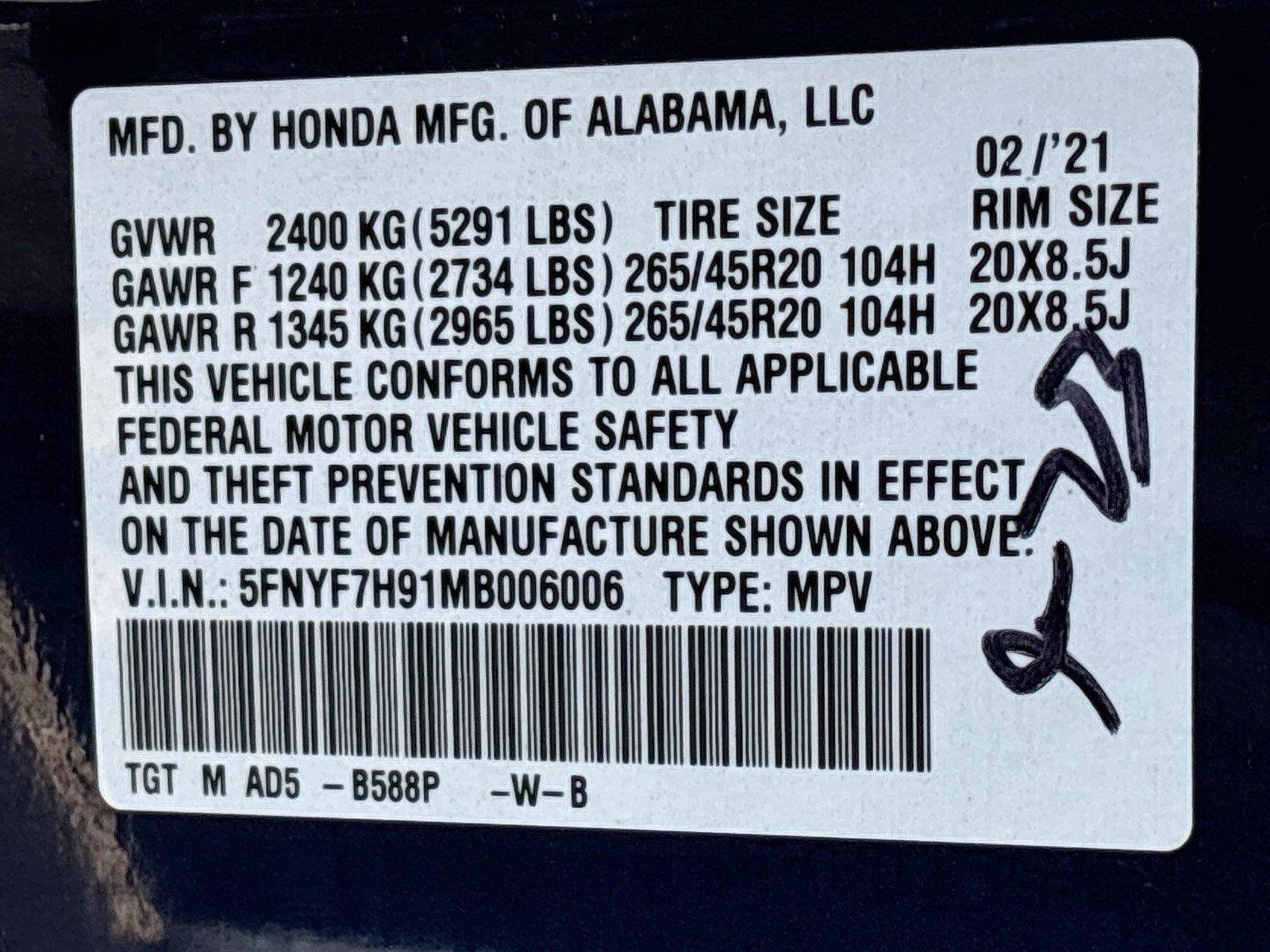 Certified 2021 Honda Passport Touring image 38