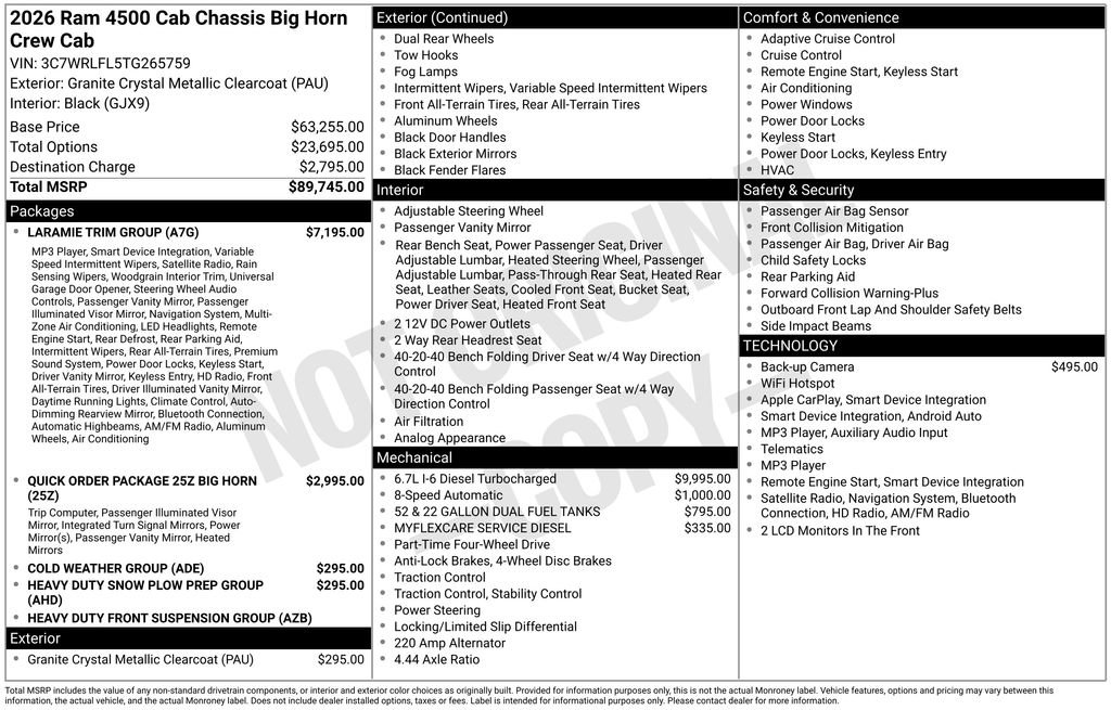 New 2026 RAM 4500 4x4 Crew Cab DRW w/ Laramie Trim Package image 32