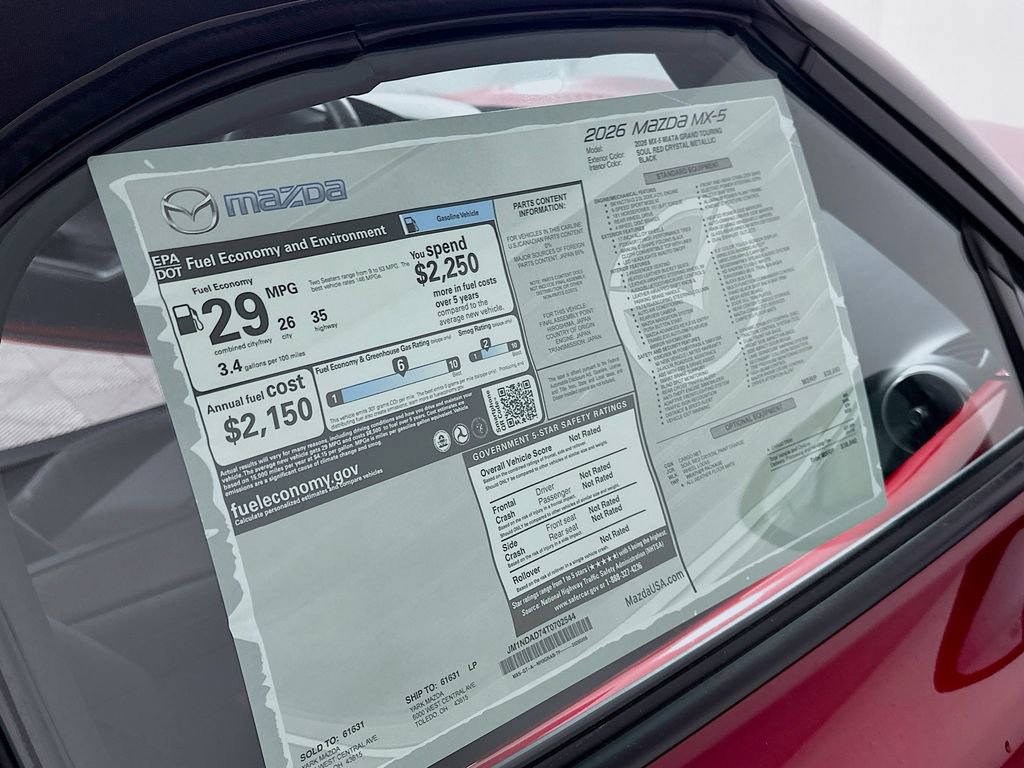 New 2026 MAZDA MX-5 Miata Grand Touring w/ Weather Package image 12