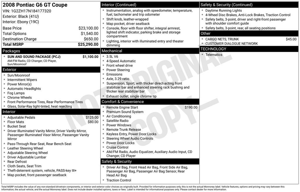 Used 2008 Pontiac G6 GT w/ Sun And Sound Package image 1