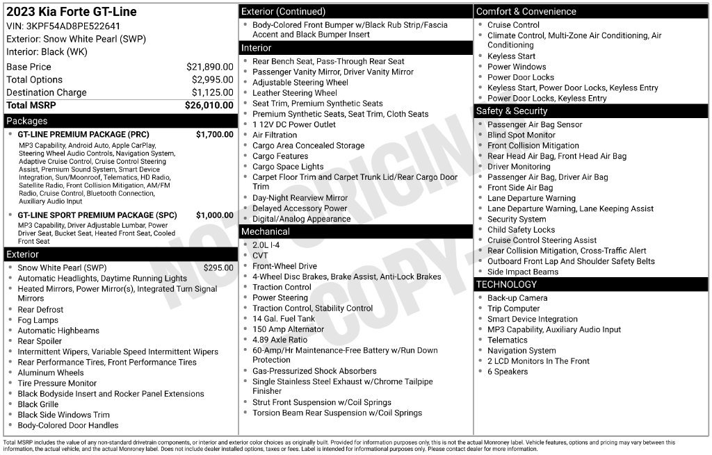 Used 2023 Kia Forte GT-Line w/ GT-Line Premium Package FWD image 5