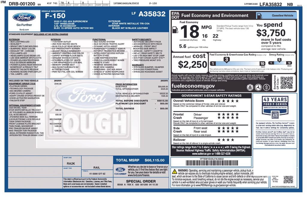 Used 2020 Ford F150 Platinum w/ Equipment Group 701A Luxury AWD/4WD image 30
