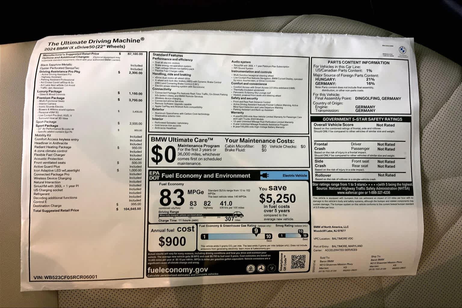 New 2024 BMW iX xDrive50 w/ Premium Package AWD/4WD image 22