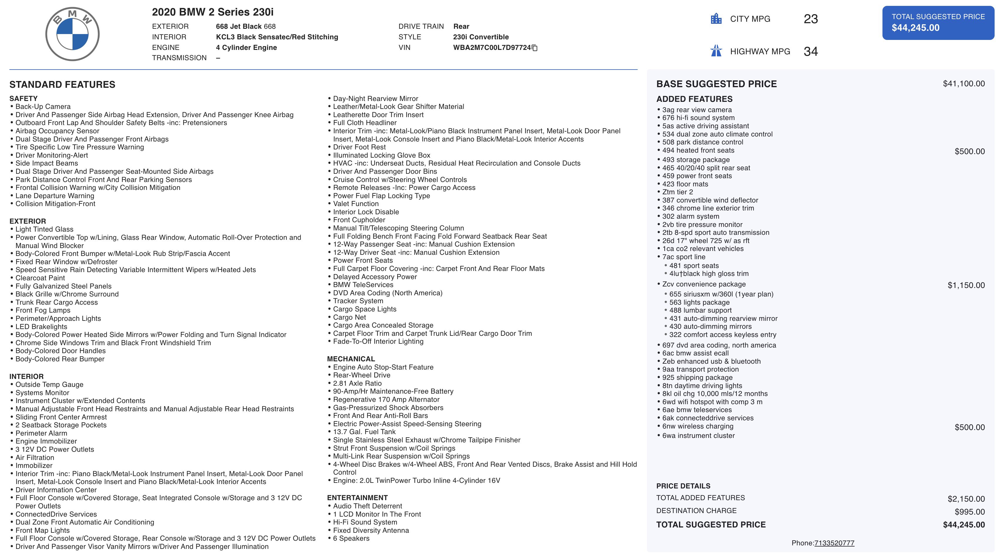 Used 2020 BMW 230i Convertible w/ Convenience Package image 1