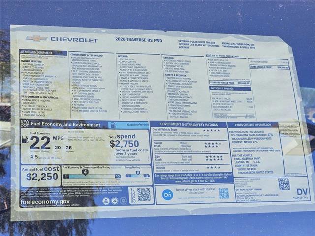 New 2026 Chevrolet Traverse RS image 18