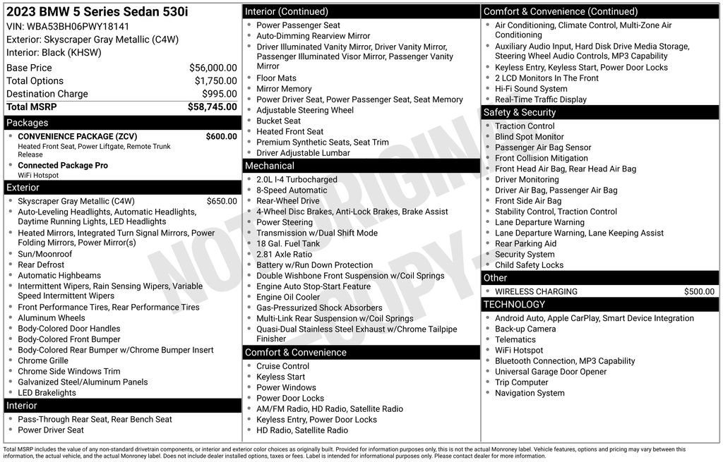 Certified 2023 BMW 530i w/ Convenience Package RWD image 7