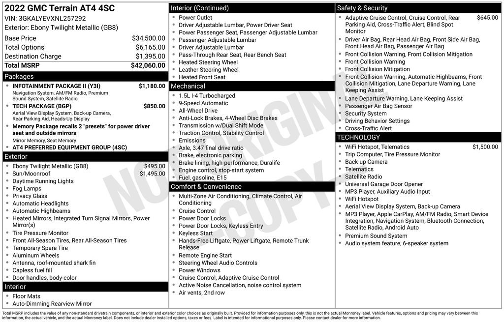 Used 2022 GMC Terrain AT4 w/ Infotainment Package II AWD/4WD image 6