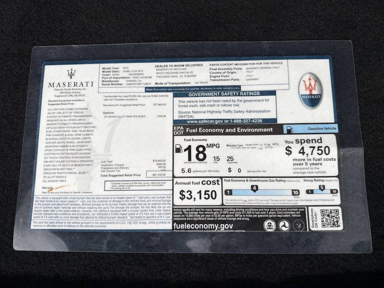 Used 2015 Maserati Ghibli S Q4 AWD/4WD image 8