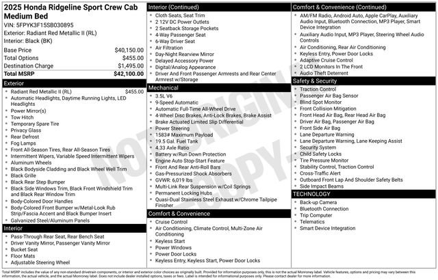 New 2025 Honda Ridgeline Sport image 31