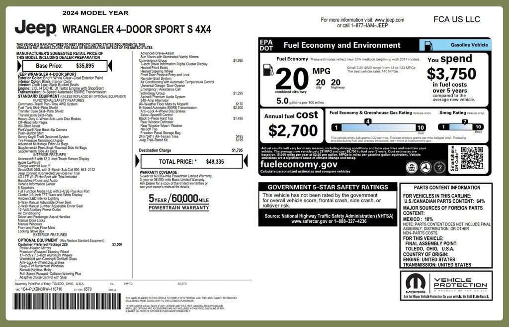Used 2024 Jeep Wrangler Unlimited Sport AWD/4WD image 6
