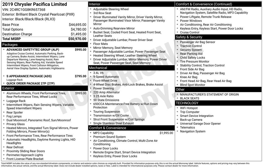 Used 2019 Chrysler Pacifica Limited w/ Advanced Safetytec Group FWD image 6