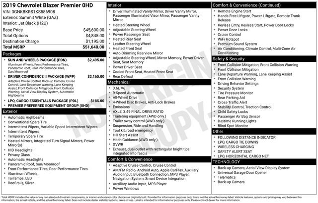 Certified 2019 Chevrolet Blazer Premier w/ Sun and Wheels Package image 43