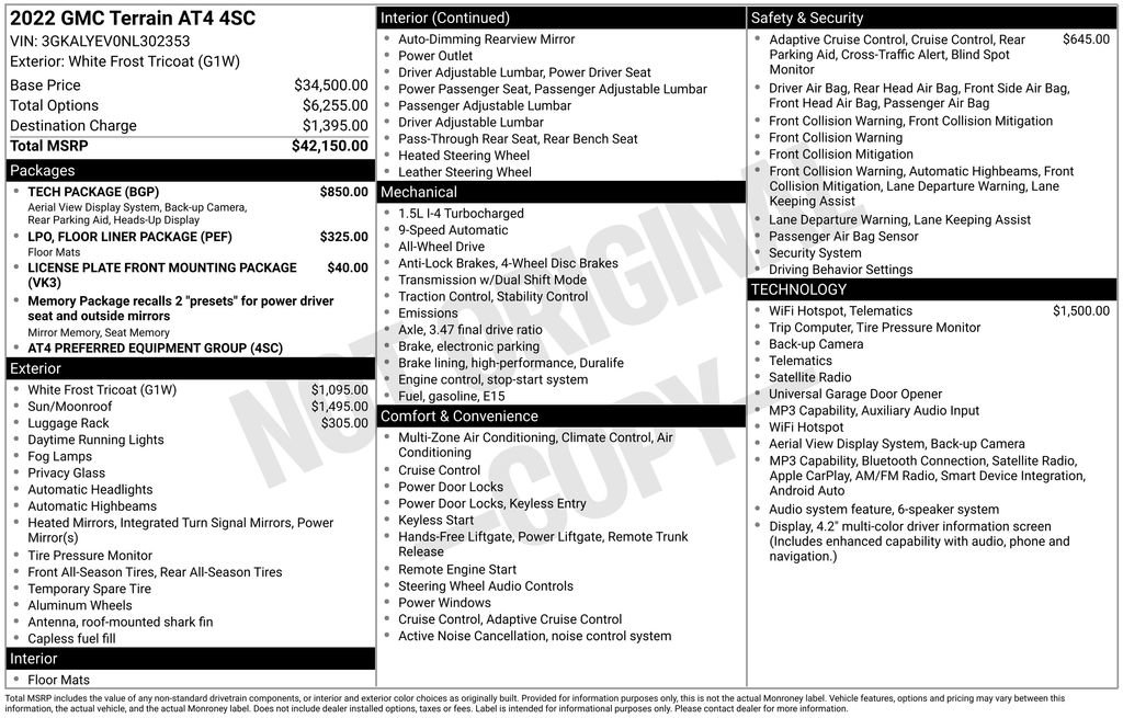 Used 2022 GMC Terrain AT4 w/ Tech Package AWD/4WD image 22