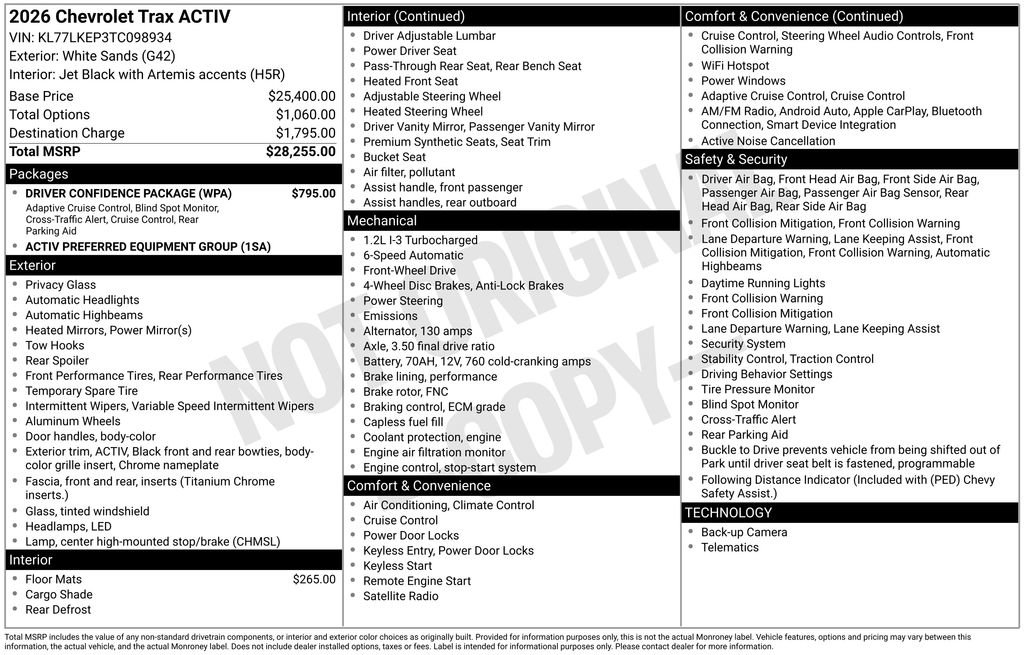 New 2026 Chevrolet Trax ACTIV w/ Driver Confidence Package FWD image 22