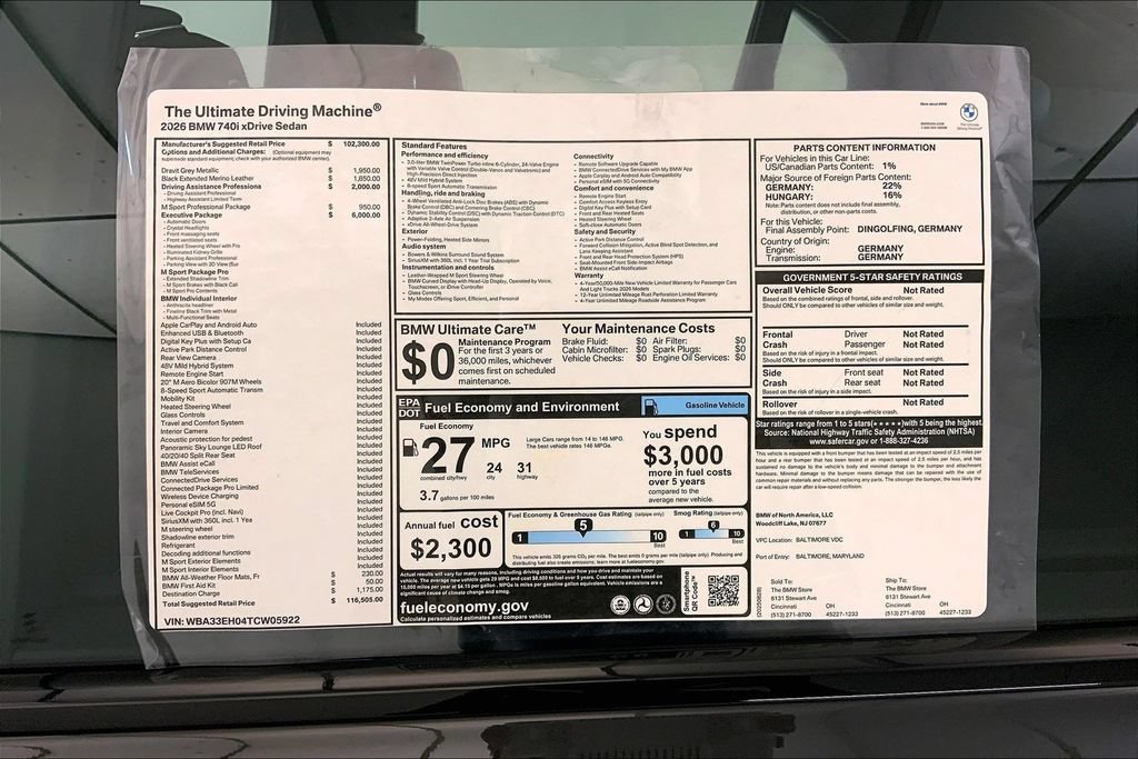 New 2026 BMW 740i xDrive w/ Executive Package AWD/4WD image 12