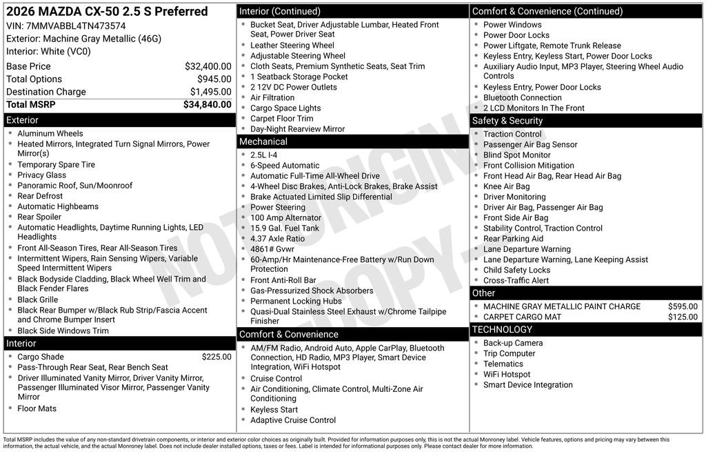New 2026 MAZDA CX-50 AWD 2.5 S w/ Preferred Pkg image 3