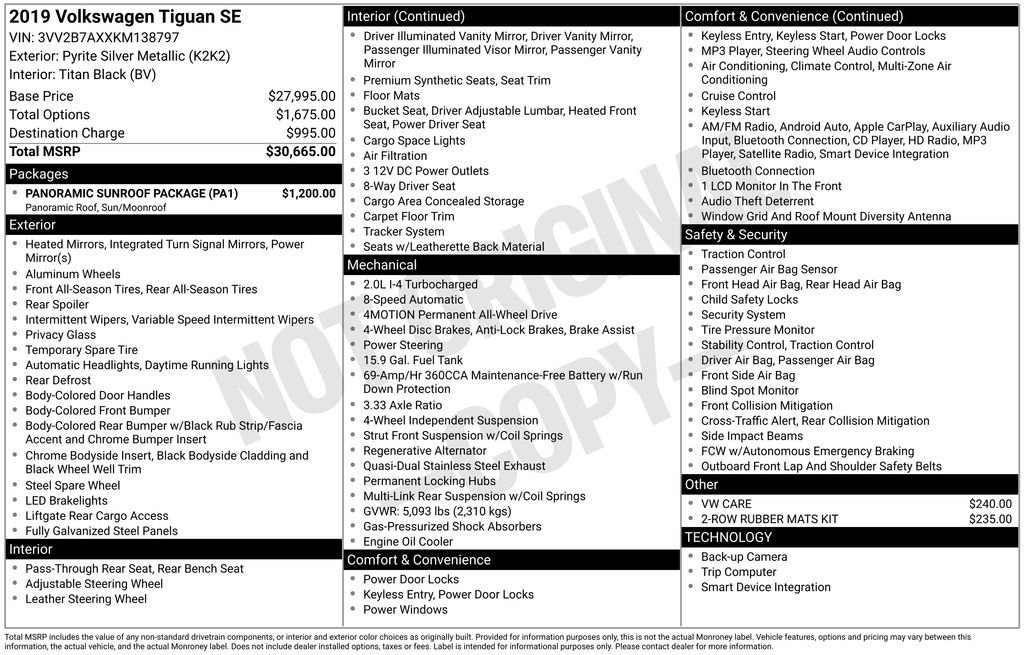 Used 2019 Volkswagen Tiguan SE w/ Panoramic Sunroof Package image 11
