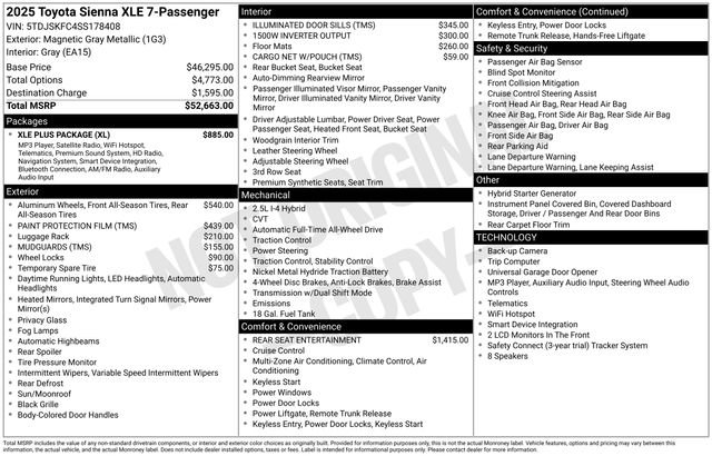 Certified 2025 Toyota Sienna XLE w/ XLE Plus Package AWD/4WD image 34