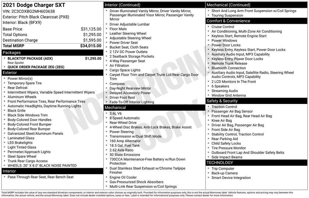 Used 2021 Dodge Charger SXT w/ Blacktop Package RWD image 10