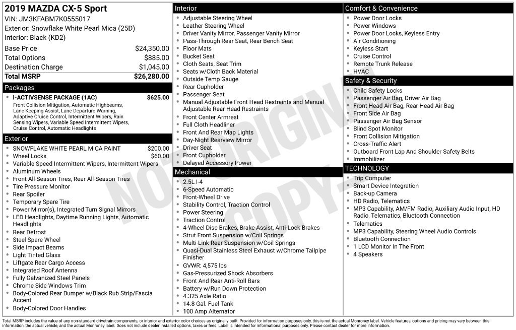 Used 2019 MAZDA CX-5 Sport w/ I-ACTIVSENSE Package FWD image 2