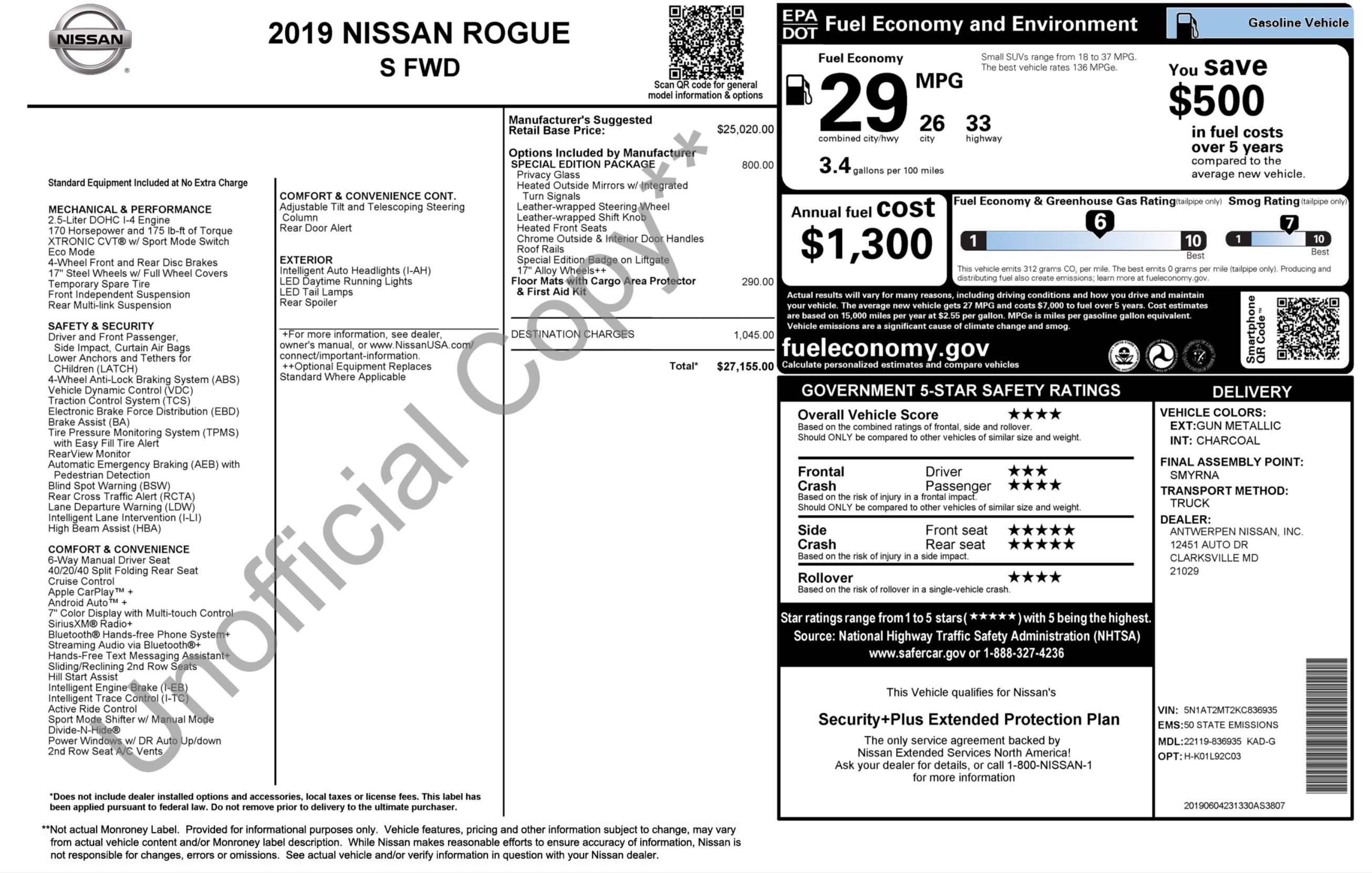 Used 2019 Nissan Rogue S w/ Special Edition Package FWD image 2