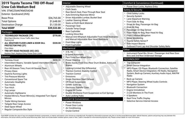 Used 2019 Toyota Tacoma TRD Off-Road w/ Technology Package AWD/4WD image 70