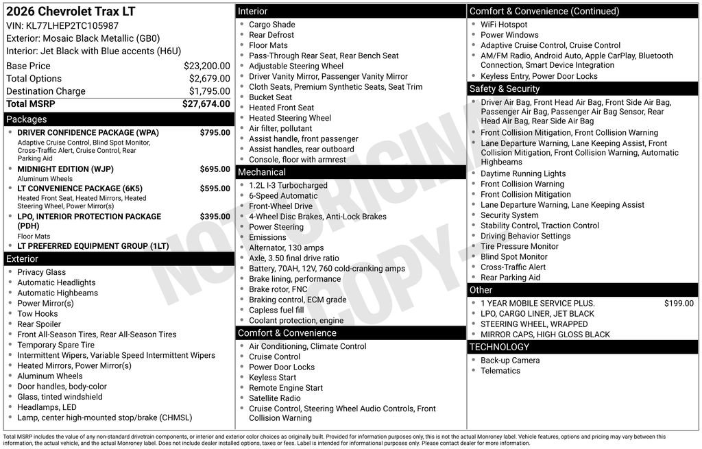 New 2026 Chevrolet Trax LT w/ Driver Confidence Package FWD image 10