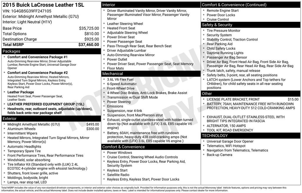 Used 2015 Buick LaCrosse Leather FWD image 5