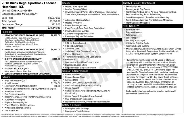 Used 2018 Buick Regal Essence w/ Driver Confidence Package #1 AWD/4WD image 37