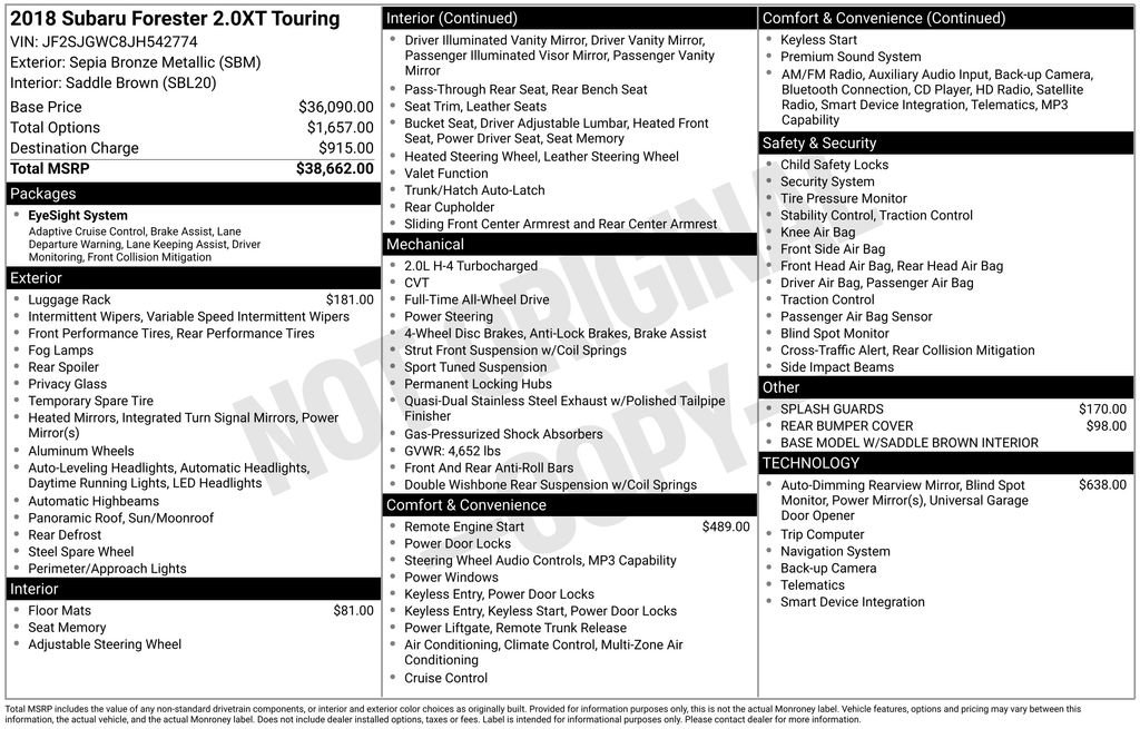 Used 2018 Subaru Forester 2.0XT Touring image 6
