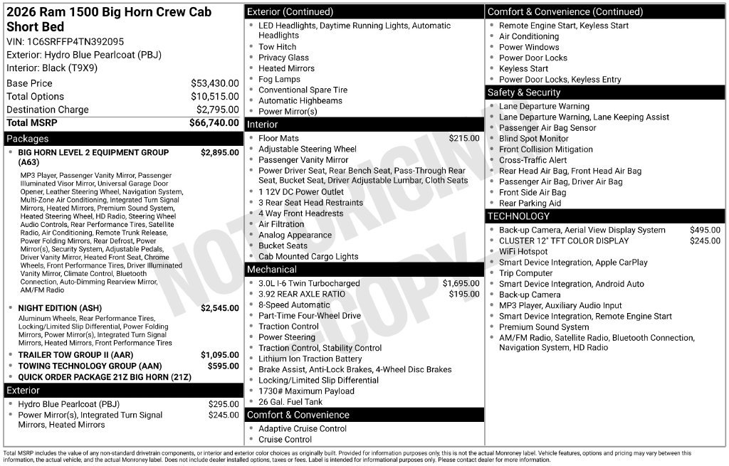 New 2026 RAM 1500 Big Horn AWD/4WD image 5